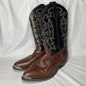 Men’s Size 9.5EW (Extra Wide) Masterson Cowboy Boots Leather Black Brown RB913